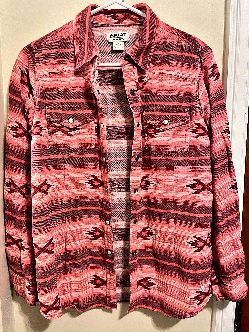 Ariat Western Print Shirt Red & Black Medium